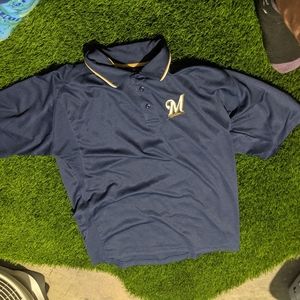 Majestic Milwaukee Brewers Embroided Polo Shirt Size S